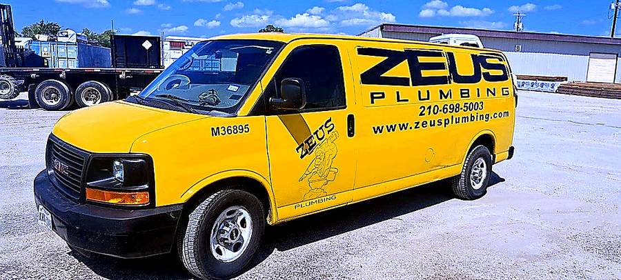 Zeus Plumbing service van on the job